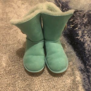 Light aqua/turquoise button UGG boots short size 6.5